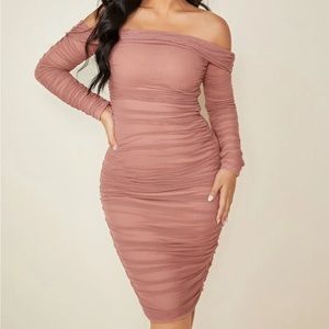 Off Shoulder Mesh Bodycon Dress